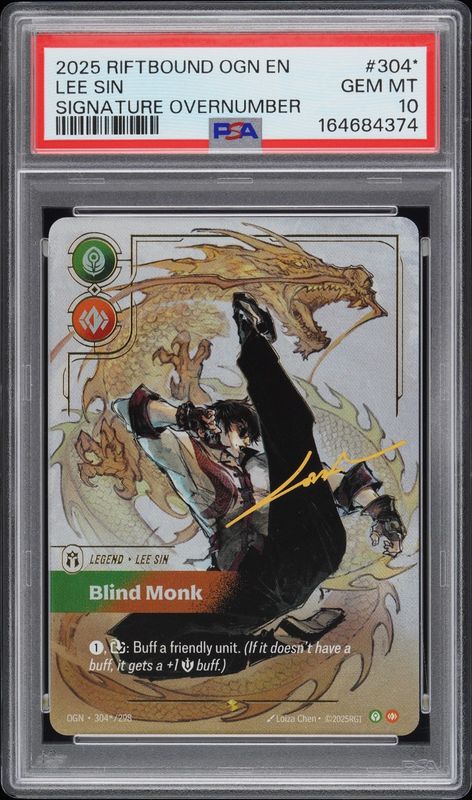Lee Sin Blind Monk PSA 10 - 304*/298 - Signature Overnumber- Origins - Riftbound