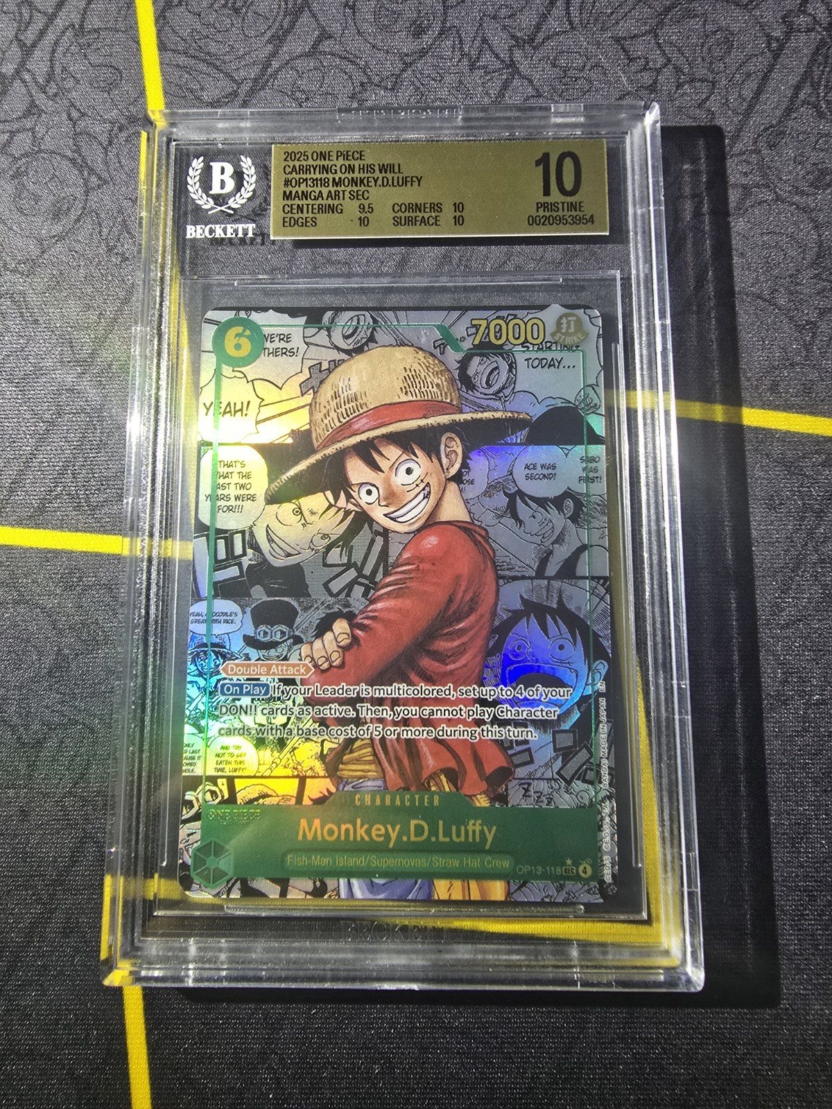 Monkey D. Luffy BGS 10 - OP13-118 - Manga Rare - Carrying On His Will One Piece – Photo 1