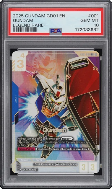 PSA 10 Gundam - GD01-001 - LR++ - Newtype Rising - Gundam Card Game TCG